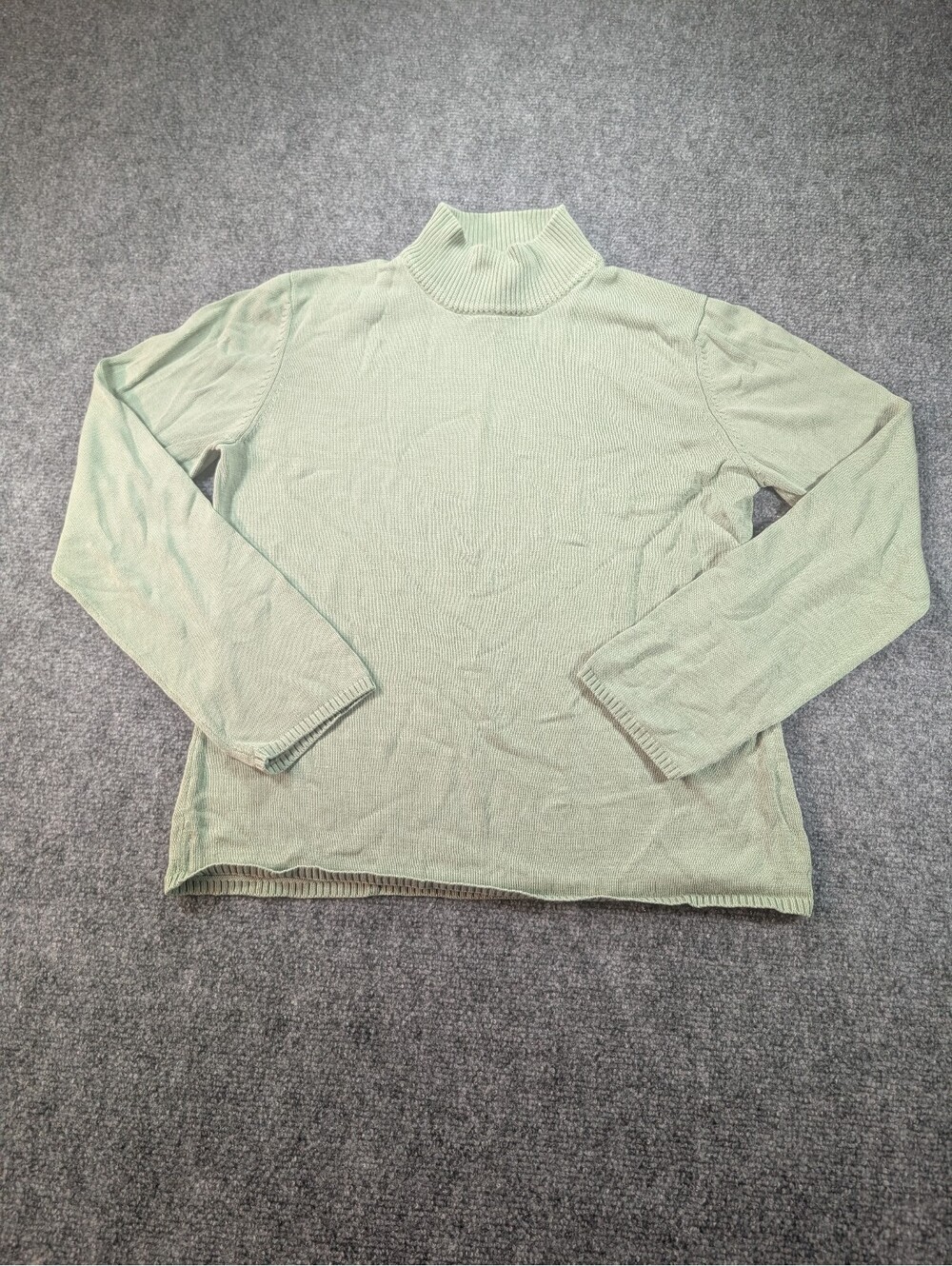 Cullen Women's Large Silk Turtleneck Sweater Light Green Quiet Luxury